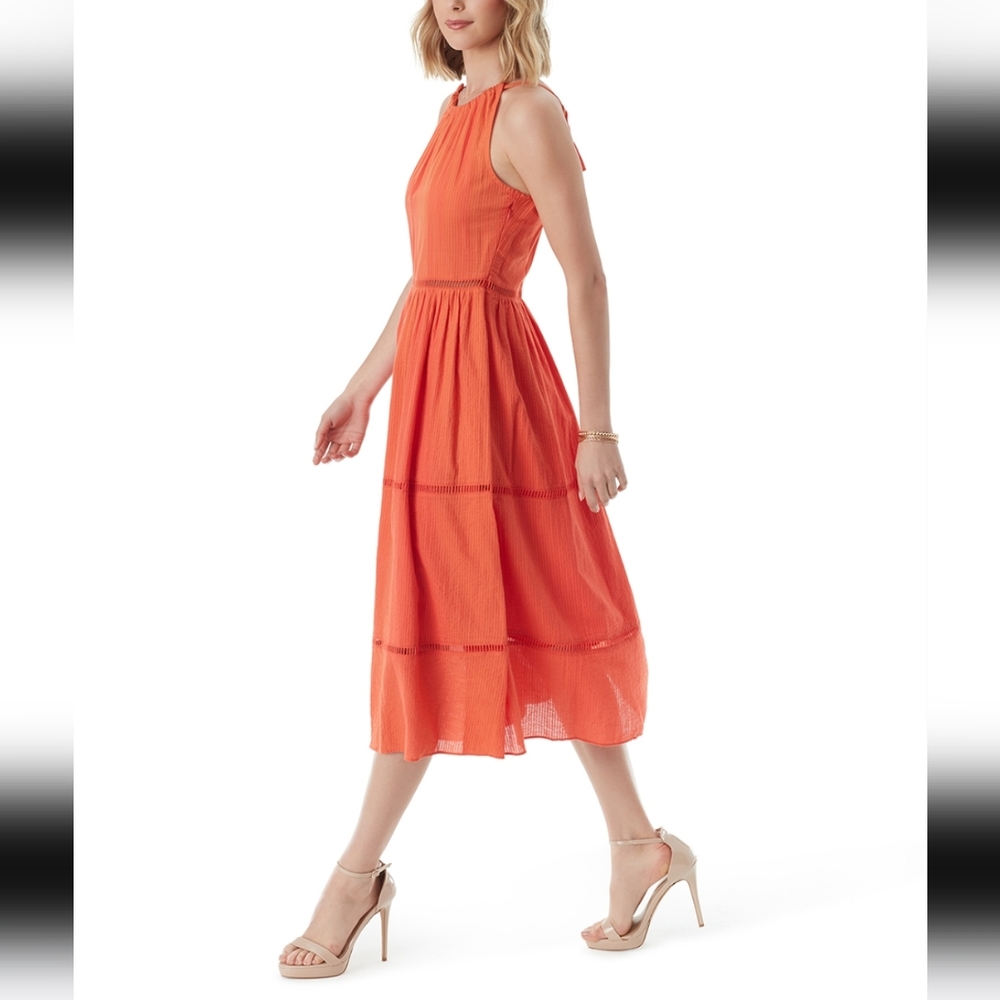 Jessica Simpson Lex Cotton Halter Dress, Paprika Red, Size L